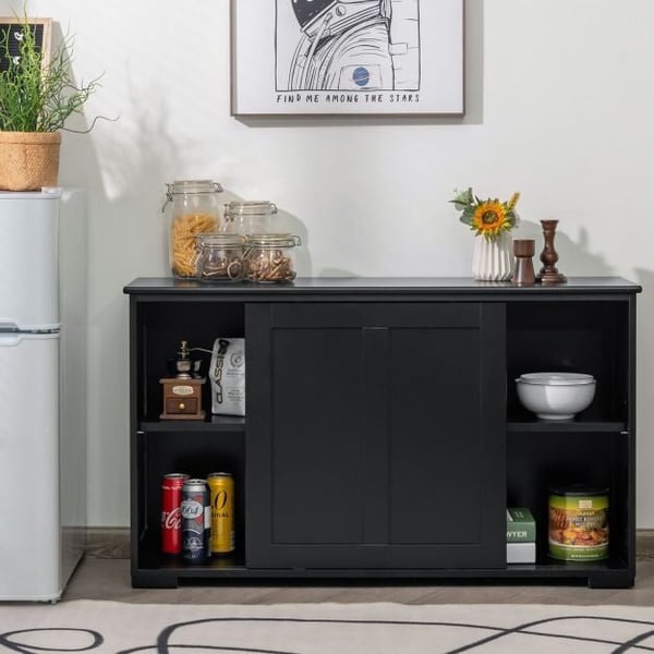 Opbevaringsskab, 107x33x63 cm, Creme Hvid/Brun/Sort