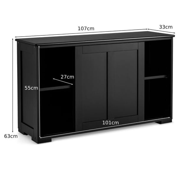 Opbevaringsskab, 107x33x63 cm, Creme Hvid/Brun/Sort