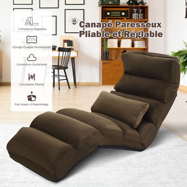 Sammenklappelig dobbeltsofa stol, 175x55x20 cm, Kaffe