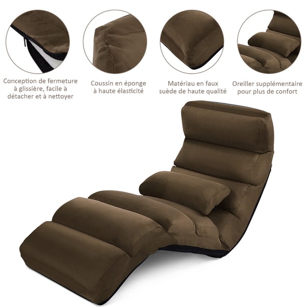 Sammenklappelig dobbeltsofa stol, 175x55x20 cm, Kaffe