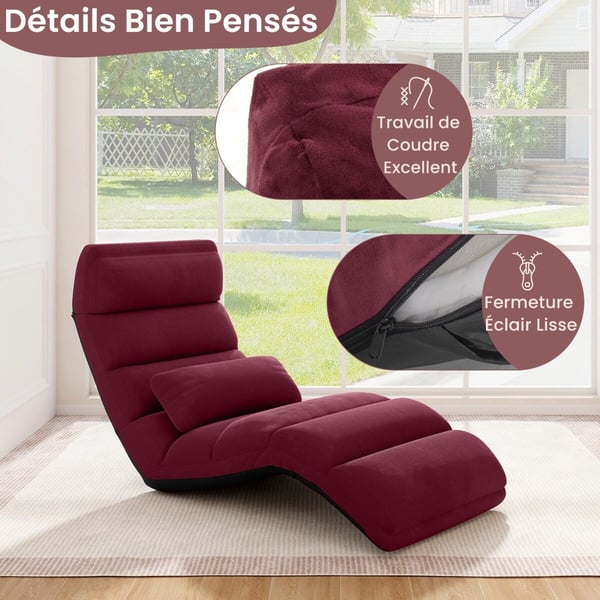 Foldbar dobbeltsofa stol, 175x55x20 cm, Bordeaux