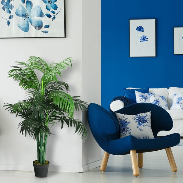 Kunstig træ, 3,5 fod kunstig Areca palme dekorativ silkestræ med kurv, 43"