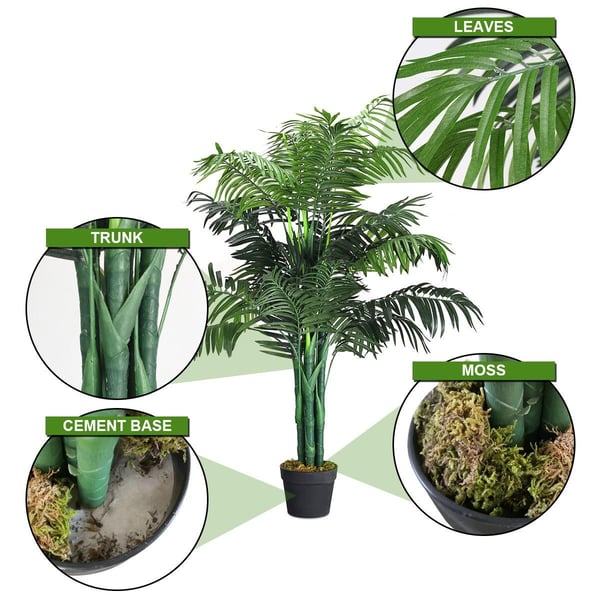 Kunstig træ, 3,5 fod kunstig Areca palme dekorativ silkestræ med kurv, 43"