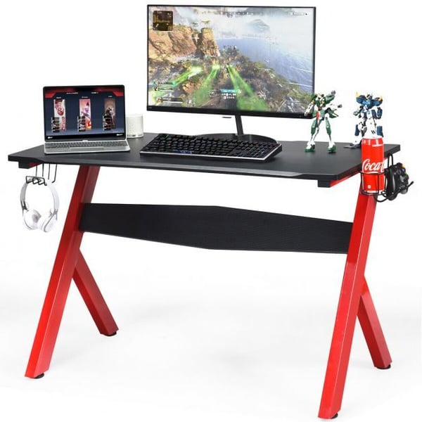 Gaming skrivebord til computer, 48,5"x23,5"x30", Sort og rød