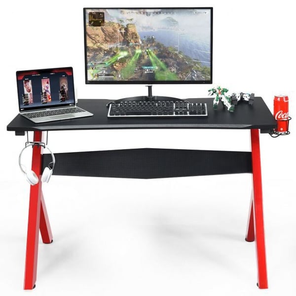 Gaming skrivebord til computer, 48,5"x23,5"x30", Sort og rød