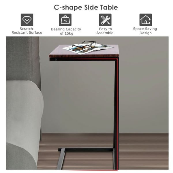 Sivupöytä, 55x35x65 cm - Materiaali: rauta, e1 mdf