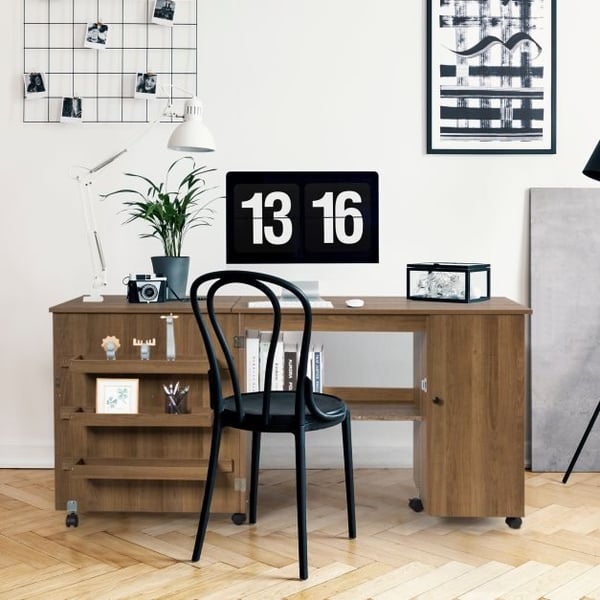 Sammenklappeligt sybord, 158x50x75 cm, Brun