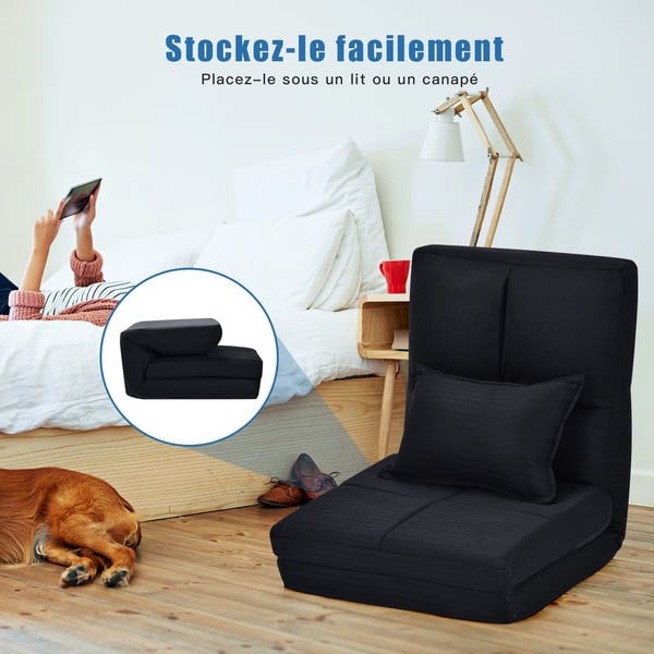 Sovesofa, 61x72x61 cm, 180x61x11 cm, Sort
