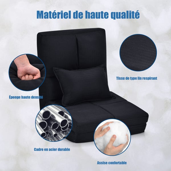 Sovesofa, 61x72x61 cm, 180x61x11 cm, Sort