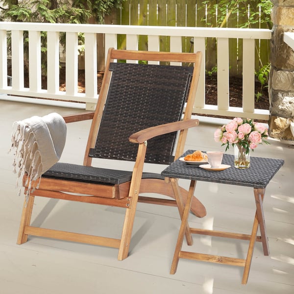 Patio Rattan Folding Lounge Chair, 46×46×46 cm, Ruskea