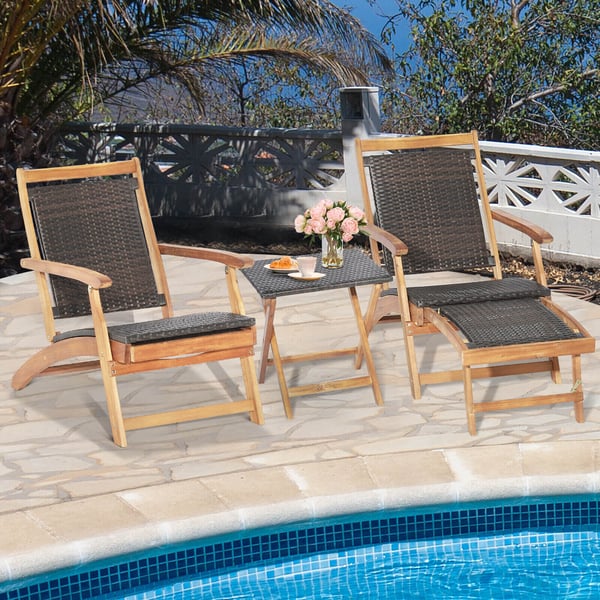 Patio Rattan Folding Lounge Chair, 46×46×46 cm, Ruskea