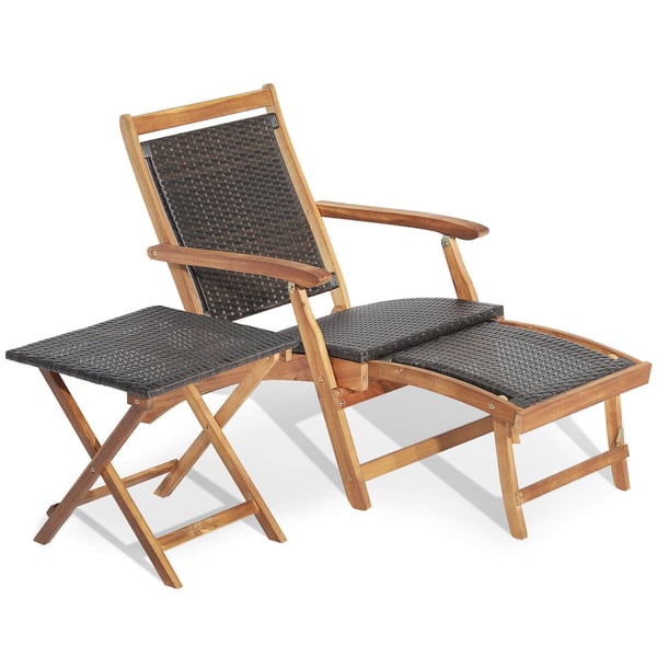 Patio Rattan Folding Lounge Chair, 46×46×46 cm, Ruskea