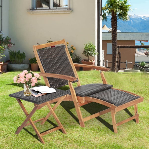 Patio Rattan Folding Lounge Chair, 46×46×46 cm, Ruskea