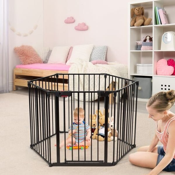 Baby Pet Sikkerhedslegeplads, 122x62x74 cm, Sort/Hvid