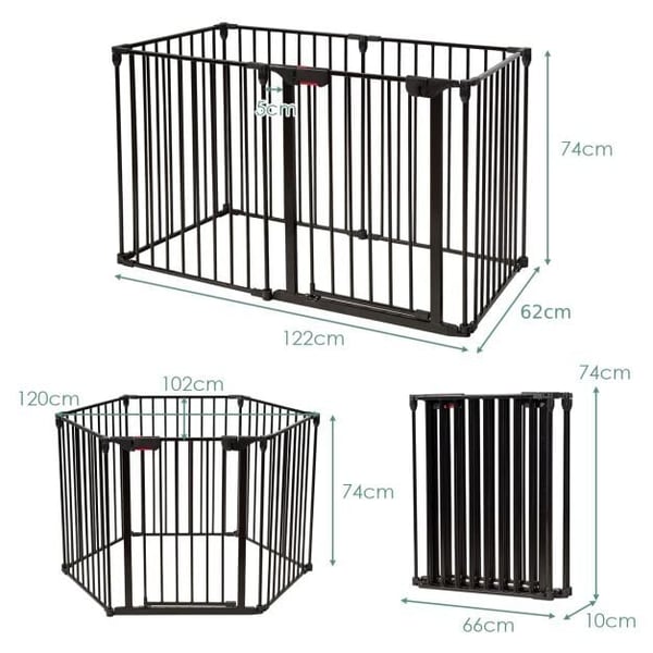 Baby Pet Sikkerhedslegeplads, 122x62x74 cm, Sort/Hvid