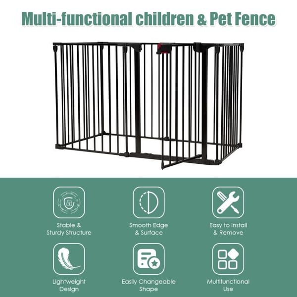 Baby Pet Sikkerhedslegeplads, 122x62x74 cm, Sort/Hvid
