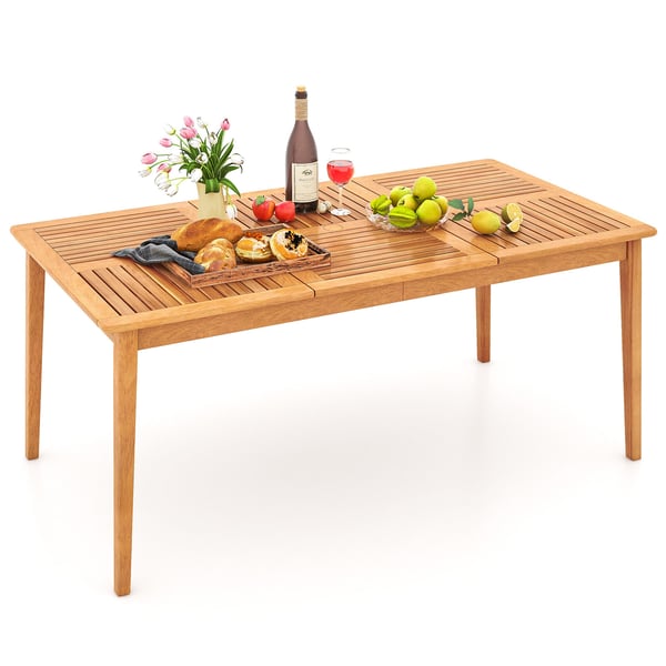 Udendørs spisebord, 201×89×75 cm, Natur