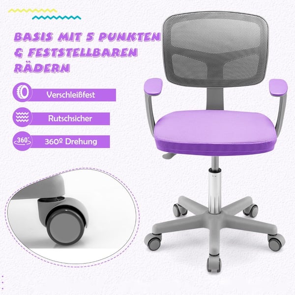 Opiskelu tietokonetuoli, 54x54x80-92 cm, violetti