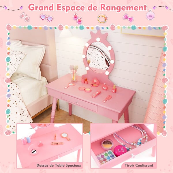 Sminkebord, 70x34x99 cm, Pink