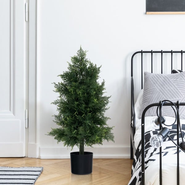 Kunstig Cedertopiartræ, 80 cm, Grøn og Sort