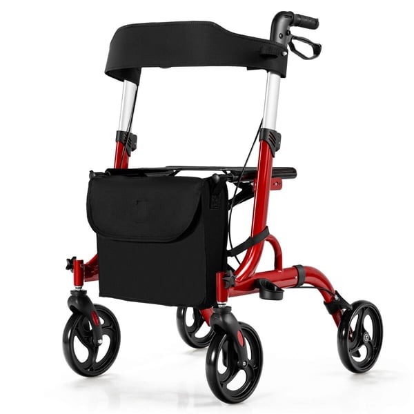 Rollaattori kävelytuki istuimella, 79.5x61.5x83-96 cm, Punainen/Sininen
