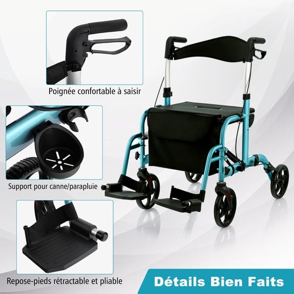 Rollator Walker, 61x103x85-98 cm, Blå