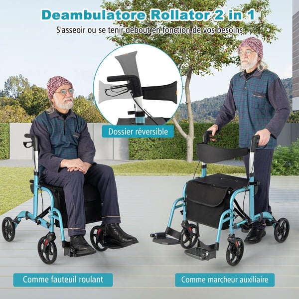 Rollator Walker, 61x103x85-98 cm, Blå