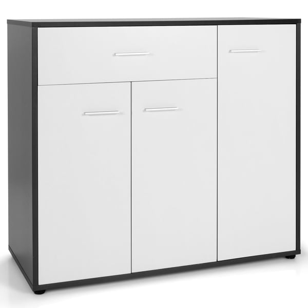 Buffet Sideboard Opbevaringsskab, 89×41×80 cm, Mørkegrå, Hvid