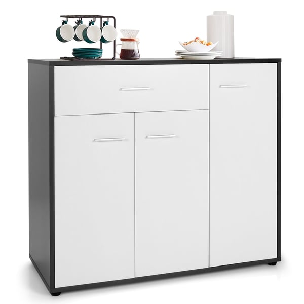 Buffet Sideboard Opbevaringsskab, 89×41×80 cm, Mørkegrå, Hvid