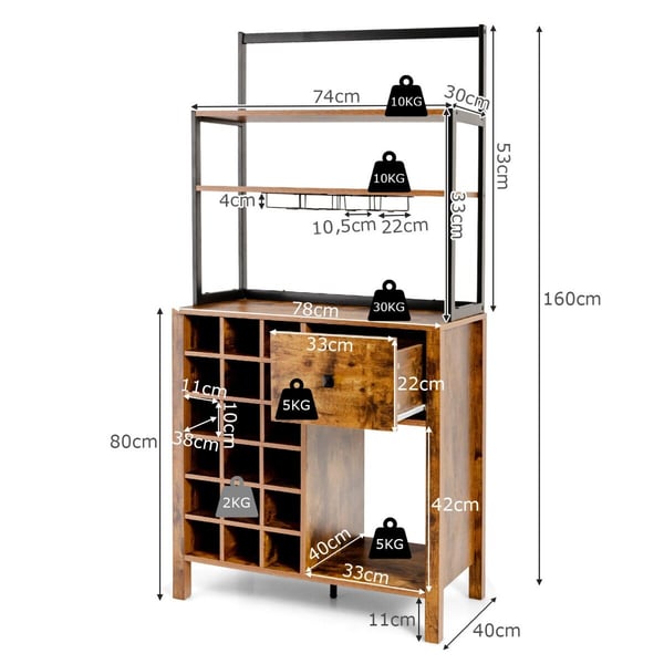 Køkkenskab, 74x40x160 cm - materiale: træmateriale, metal