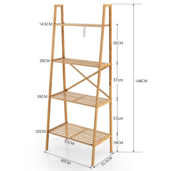 Bambus Stigereol, 61×36×147 cm, Naturlig