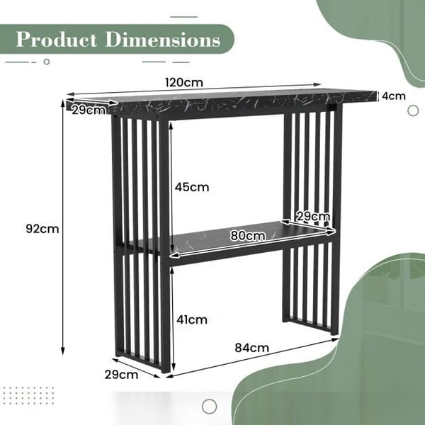 Konsolbord, 120x29x92,5 cm, Sort