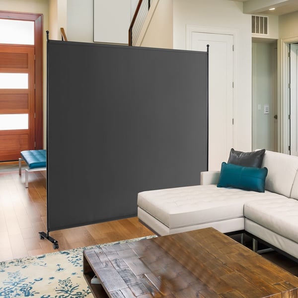 Rumsdeler, Enkelt Panel med Hjul, 73x12x73 cm, Grå
