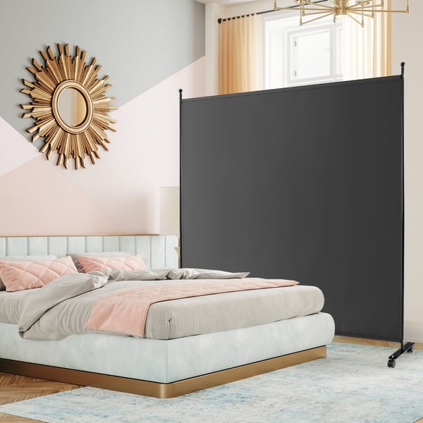 Rumsdeler, Enkelt Panel med Hjul, 73x12x73 cm, Grå