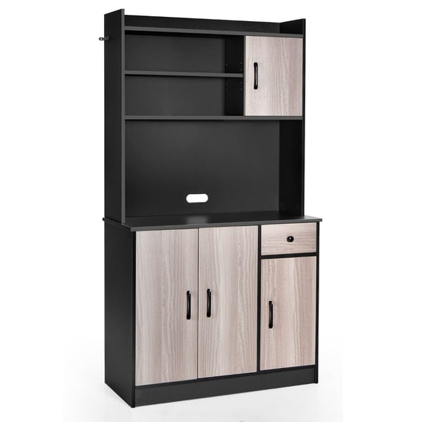 Buffetskab med opbevaring, 100x40x180 cm, Sort/Hvid