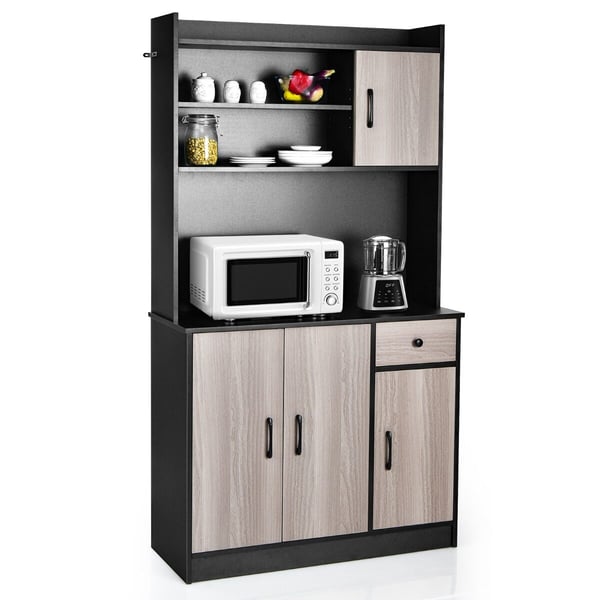 Buffetskab med opbevaring, 100x40x180 cm, Sort/Hvid