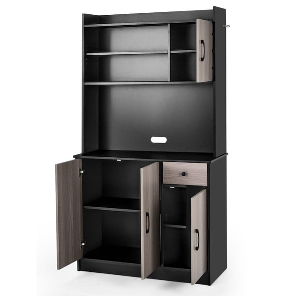 Buffetskab med opbevaring, 100x40x180 cm, Sort/Hvid