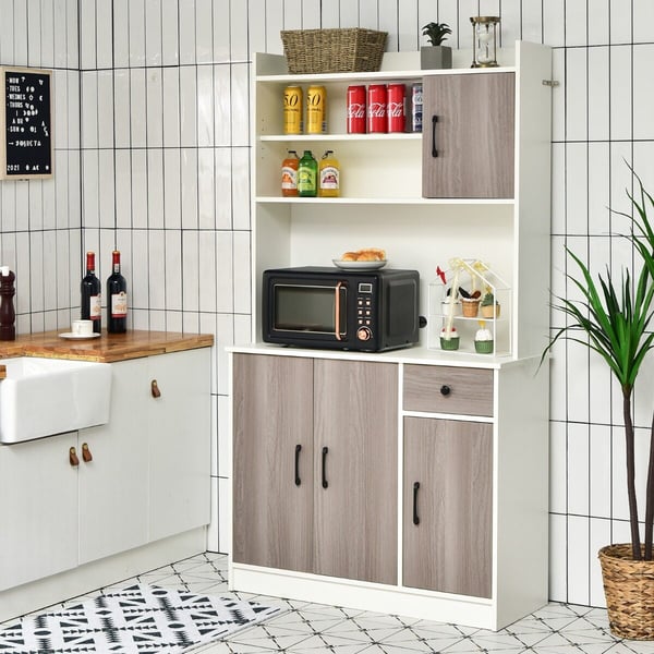 Buffetskab med opbevaring, 100x40x180 cm, Sort/Hvid Buffetskab med opbevaring, 100x40x180 cm, Sort/Hvid