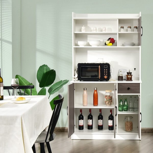 Buffetskab med opbevaring, 100x40x180 cm, Sort/Hvid