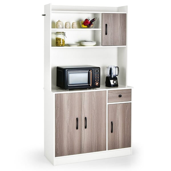 Buffetskab med opbevaring, 100x40x180 cm, Sort/Hvid