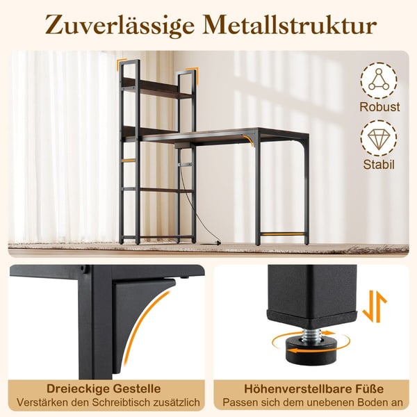 Skrivebord, 120x65x130 cm, Brun