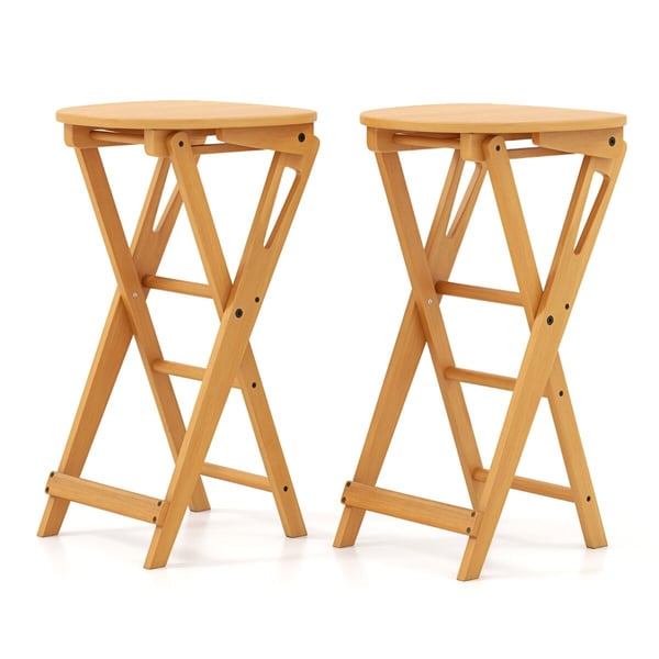 Baarituolien setti, Bambu taitettavat baarituolit 2 kpl - Luonnonväriset, 30x28x61 cm, Luonnonväriset