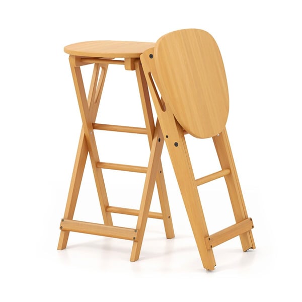Baarituolien setti, Bambu taitettavat baarituolit 2 kpl - Luonnonväriset, 30x28x61 cm, Luonnonväriset