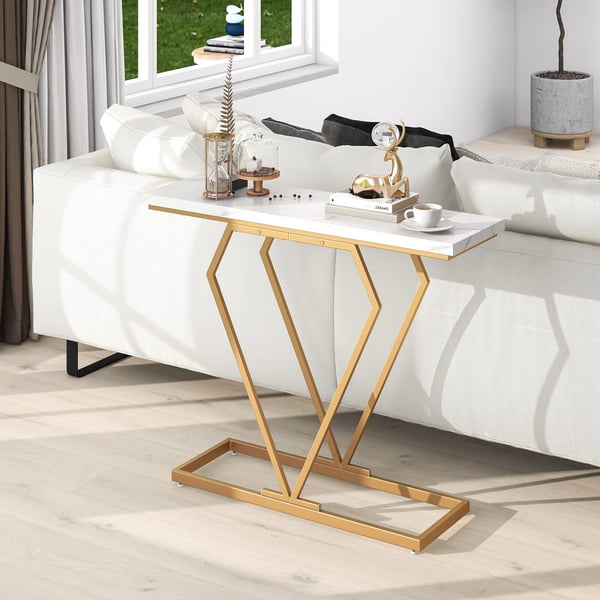 Konsolipöytä, 39.5"x11.5"x31.5", valkoinen ja kulta