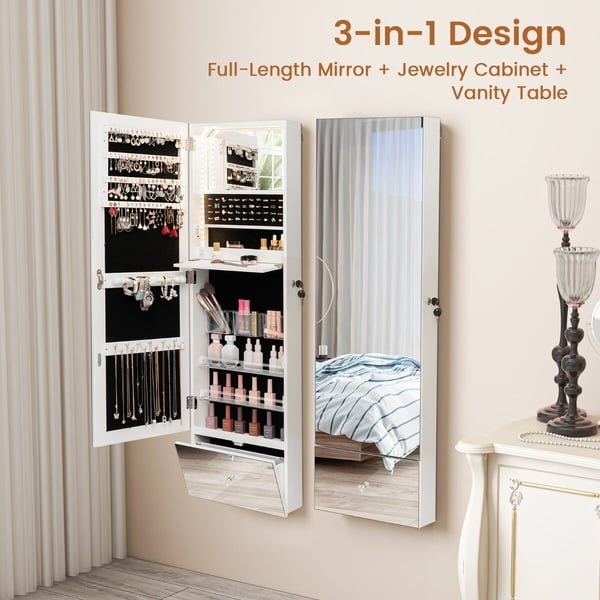 Smykkeskab Organizer, 120x37x11 cm, Hvid