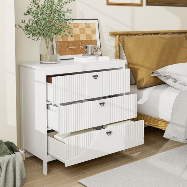 Skuffeskab, 80x40x79 cm, Hvid - materiale: MDF, Spånplade