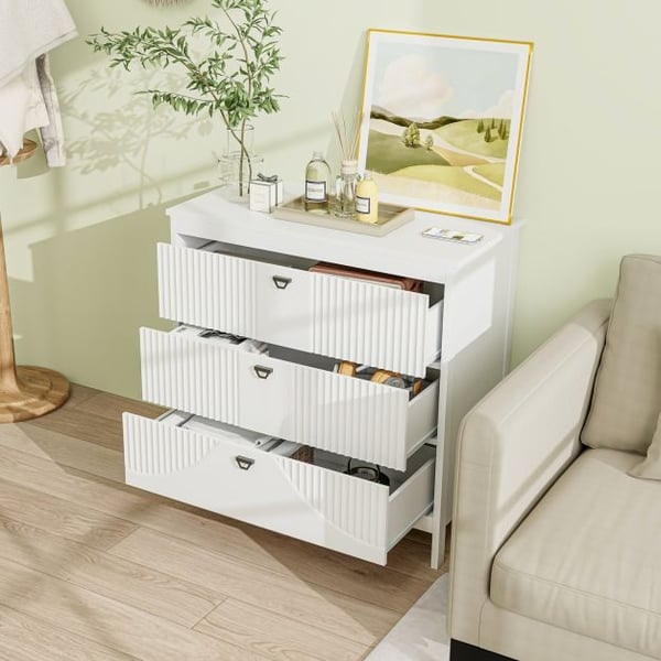 Skuffeskab, 80x40x79 cm, Hvid - materiale: MDF, Spånplade