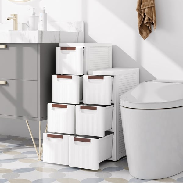 Rullende organisatorenhed, 42×19×109 cm, Hvid