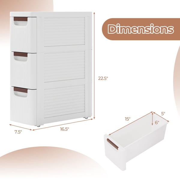 Rullende organisatorenhed, 42×19×109 cm, Hvid