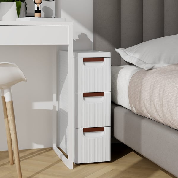 Rullende organisatorenhed, 42×19×109 cm, Hvid